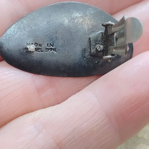 Vtg Judaica Israel 925 Sterling Silver Set Brooch/Pendant & Clip Earrings - Picture 8 of 12